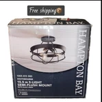 NEW3-LIGHT Matte Black Rustic Farmhouse Semi-flush Mount Ceiling 15.5 Inch. Fixed Price $110.00.