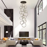 18 Led Loop Pendant Light Modern Chandelier Large Ceiling Staircase Fixtures. Fixed Price $268.75.