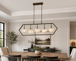 Quoizel Mineral 5 Light Pendant Bronze Chandelier Amber Glass 42. Fixed Price $134.92.