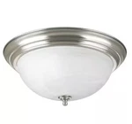 Progress Lighting 15.25 In. 3-LIGHT Brushed Nickel Flush Mount With Alabaster. Fixed Price $29.99.