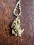 Natural 21K Gold Nugget Pendant 18.9G On 14K Silk Rope Chain 10.8G. Fixed Price $6995.00.