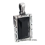 Mendel Stainless Steel Mens Hip Hop Black Obsidian Stone Pendant Necklace. Fixed Price $13.99.