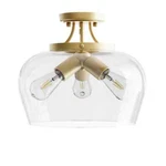 Merra 14 In. 3-LIGHT Antique Brass Semi-flush Mount With Clear Glass Shade. Fixed Price $38.28.
