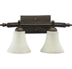 Quorum 5077-2-86 Aspen 18.75" 2-LIGHT Linen Glass Bath Vanity Oiled Bronze. Fixed Price $143.00.