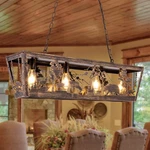 38 Inch Farmhouse Chandelier 4 Lights Bear Elk Wolf Rectangle Ceiling. Fixed Price $325.40.