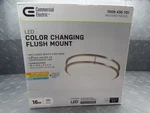 Commercial Electric 16IN Led Color Changing Flush Mount Brushed Nickel. Fixed Price $8.99.