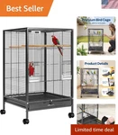 Elegant Wrought Iron Bird Cage With Removable Tray For Indoor & Outdoor Use. Fixed Price $169.97.