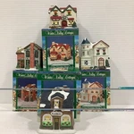 Winter Valley Cottages Fine Porcelain Houses Set Of 4 With Lights. Fixed Price $22.99.