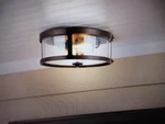 Hampton Bay Collier 2-LIGHT Black & Brown Wood Outdoor Ceiling Flush Mount. Fixed Price $51.25.