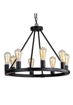 9MMML 23.6" 8 Lights Wagon Wheel Chandelier,black Metal Round Industrial Vint.... Fixed Price $122.85.