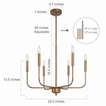 Ksana Brushed Gold Chandelier, Modern 6-LIGHTS Dining Room Fixture. Fixed Price $106.36.