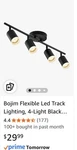 Bojim Flexible Led Track Lighting, 4-LIGHT Black Fixtures Ceil.... Fixed Price $25.00.