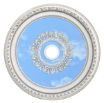32" Round Chandelier Ceiling Medallion Antique White Blue Sky Clouds Dining Room. Fixed Price $418.51.