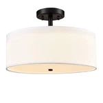 Teenyo 15 In. Black Semi-flush Mount Ceiling Light W/ Fabric & Acrylic Shade. Fixed Price $49.99.