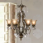 Roman Bronze Chandelier 29" Wide Rustic Glass 6-LIGHT Fixture For Dining Room. Fixed Price $599.99.