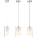 Elegant 3-LIGHT Pendant With Adjustable Height Brushed Nickel Finish. Fixed Price $146.99.