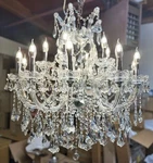 Maria Theresa 19-LIGHT Chrome Finish Clear Crystal Chandelier Two 2 Tier. Fixed Price $1845.00.