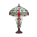 Capulina Tiffany Lamp, Stained Glass Table 16X16X24 Inches Fine Sky Drag.... Fixed Price $243.03.