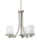 Kichler Hendrik Chandelier 3LT, Brushed Nickel, Satin Etched Cased Opal - 1671NI. Fixed Price $394.97.