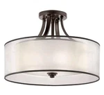 New Kichler 42387MIZ Lacey Light Semi-flush In Mission Bronze W/ Frosted Shade. Fixed Price $269.95.