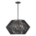Uttermost Suva 4-LIGHT Transitional Steel & Rattan Pendant In Matte Black. Fixed Price $633.60.
