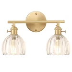 Shenmoyl 2-LIGHT Brass Vanity Wall Fixture Clear Glass. Fixed Price $89.99.