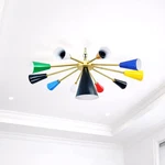 Mid-century 10-ARM Sputnik Chandelier Brass Multicolor Bulb Custom Finish. Fixed Price $278.10.