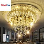 Gold Led Crystal Ceiling Light, 18" Modern Flush Mount Chandelier With K9. Fixed Price $239.14.