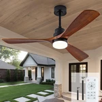 Walnut 52" Ceiling Fan With Remote, Dimmable Led Lights & Quiet Motor. Fixed Price $133.99.