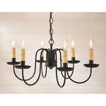Irvin's Tinware Sheraton 6 Arm Black Metal Chandelier - Primitive Country Light. Fixed Price $499.95.