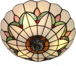 Vintage Tiffany Style 16" Stained Glass Flush Mount Ceiling Light - White Pink. Fixed Price $148.98.