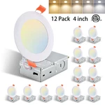 12 Pack 4 Inch Recessed Ceiling Panel Light 5CCT Led Dimmable With Junction Box. Fixed Price $57.99.