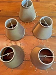 SET/5 Pottery Barn Beaded Dupioni Silk Chandelier Lamp Shades * Antique Gld. Fixed Price $39.99.