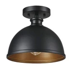 Globe Electric Tallulah 1-LIGHT Matte Black Shade And Gold Interior Flush Mount. Fixed Price $19.95.