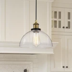 Edvivi Mateo 1-LIGHT Pendant Lights With Clear Glass Dome Shade, Black And An.... Fixed Price $40.94.
