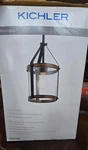 Kichler Barrington Mini Pendant Distressed Black Faux Wood Clear Seeded Glass. Fixed Price $78.00.