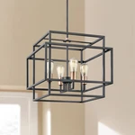Kichler Taubert 18"W Black Steel Open-cube 4-LIGHT Pendant. Fixed Price $467.99.