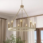 Acroma 9-LIGHT Modern Farmhouse Wagon Wheel Chandelier-ul Certified Frenchash. Fixed Price $179.99.