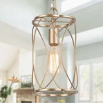 Uolfin A03941 Reperio 12.5 In. 1-LIGHT Gold Hanging Pendant With Caged Shade. Fixed Price $49.99.