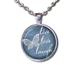 Live Love Laugh Positive Expression - Handmade Round Glass Pendant Necklace. Fixed Price $17.25.