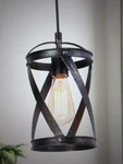 Lnc Industrial Brushed Black 1-LIGHT Island Pendant With Open Drum Cage. Fixed Price $22.45.
