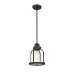 Z-lite 1-LIGHT Shaded Matte Black Mini Pendant With Clear Seedy Glass. Fixed Price $69.95.