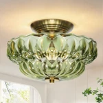 Semi Flush Mount Ceiling LIGHT,11IN Vintage Gold Hallway Lights FIXTURE,3-BULB. Fixed Price $106.92.