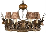 Lodge Style Stag Head Chandelier With 6 Lights. Fixed Price $3199.00.