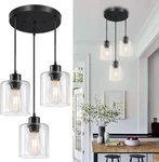 3-LIGHTS Pendant Fixture, Hanging Kitchen Island, Black. Fixed Price $57.99.