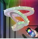 3 Ring Rgb Multicolor Chandelier Crystal Smart Modern Adjustable Ceiling Light. Fixed Price $140.00.