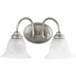 Quorum Spencer 2-LIGHT Classic Nickel Transitional Vanity Fixture, #5110-2-64. Fixed Price $55.00.