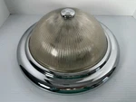 Quoizel Glass & Chrome Frame Flush Mount Ceiling Light Vintage Mcm. Fixed Price $46.00.