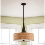 Kenroy Home Bulletin Tan Drum 3 Light Ceiling Pendant. Fixed Price $197.99.