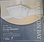 Hampton Bay White 2-LIGHT Outdoor Ceiling Flush Mount. Fixed Price $38.97.